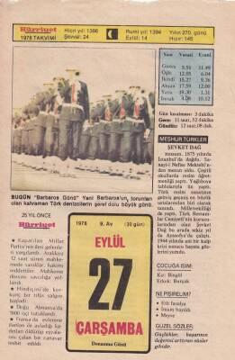 27 Eylül 1978 Takvim Yaprağı -Doğum Günü Hediyesi EFM(N)6279 - 1