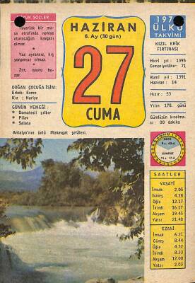 27 Haziran 1975 Takvim Yaprağı - Doğum Günü Hediyesi EFM(N)9261 - 1