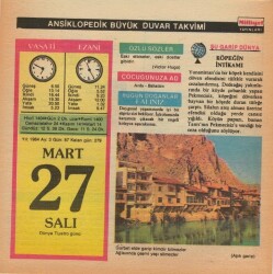 27 Mart 1984 Takvim Yaprağı EFM(N)5813 - 1