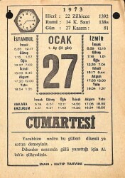 27 Ocak 1973 Takvim Yaprağı - Doğum Günü Hediyesi EFM(N)10835 - 4