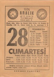 28 Aralık 1974 Takvim Yaprağı EFM(N)4310 - 3