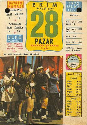 28 Ekim 1973 Takvim Yaprağı - Doğum Günü Hediyesi EFM(N)11750 - 1