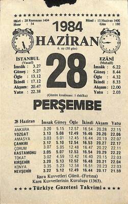 28 Haziran 1984 Takvim Yaprağı - Doğum Günü Hediyesi EFM(N)11394 - 1