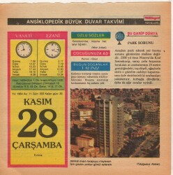 28 Kasım 1984 Takvim Yaprağı EFM(N)4064 - 1