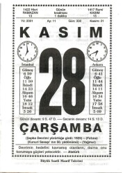 28 Kasım 2001 Takvim Yaprağı Doğum Günü Hediyesi EFM(N)4033 - 3