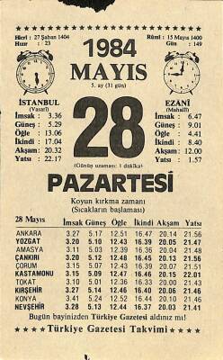 28 Mayıs 1984 Takvim Yaprağı - Doğum Günü Hediyesi EFM(N)11150 - 1