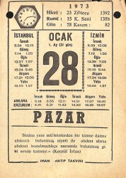 28 Ocak 1973 Takvim Yaprağı - Doğum Günü Hediyesi EFM(N)10836 - 4