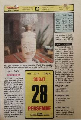 28 Şubat 1980 Takvim Yaprağı - Doğum Günü Hediyesi EFM(N)7637 - 1