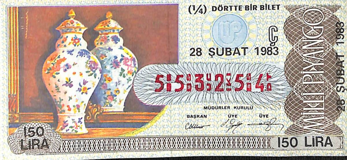 28 Şubat 1983 Piyango Bileti Çeyrek Bilet PYB6471 - 1