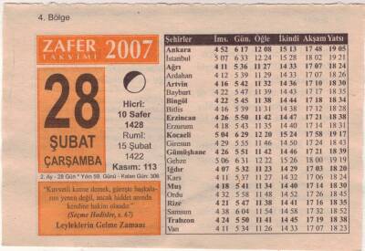 28 Şubat 2007 Takvim Yaprağı EFM(N)5547 - 1