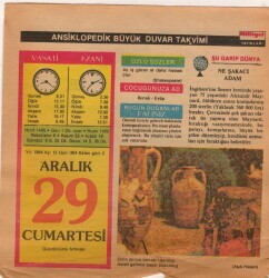 29 Aralık 1984 Takvim Yaprağı EFM(N)4095 - 2