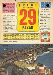 29 Eylül 1974 Takvim Yaprağı - Doğum Günü Hediyesi EFM(N)10455 - 4