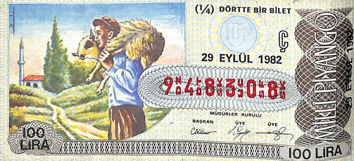 29 Eylül 1982 Piyango Bileti Çeyrek Bilet PYB6499 - 1