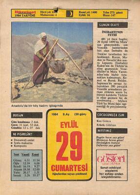 29 Eylül 1984 Takvim Yaprağı - Doğum Günü Hediyesi EFM(N)9808 - 1