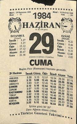 29 Haziran 1984 Takvim Yaprağı - Doğum Günü Hediyesi EFM(N)11459 - 1