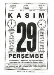 29 Kasım 2001 Takvim Yaprağı Doğum Günü Hediyesi EFM(N)4036 - 3