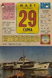 29 Mart 1974 Takvim Yaprağı - Doğum Günü Hediyesi EFM(N)8064 - 2