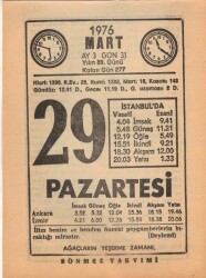 29 Mart 1976 Takvim Yaprağı EFM(N)5970 - 3