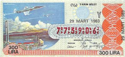 29 Mart 1983 Piyango Bileti Yarım Bilet PYB6458 - 1