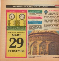 29 Mart 1984 Takvim Yaprağı EFM(N)5815 - 3