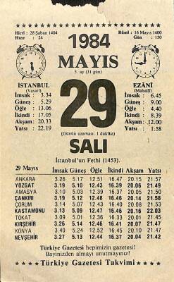 29 Mayıs 1984 Takvim Yaprağı - Doğum Günü Hediyesi EFM(N)11436 - 1