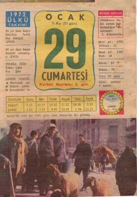 29 Ocak 1972 Takvim Yaprağı EFM(N)4613 - 1