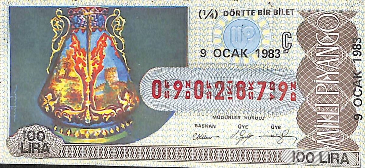 29 Ocak 1983 Piyango Bileti Çeyrek Bilet PYB6481 - 1