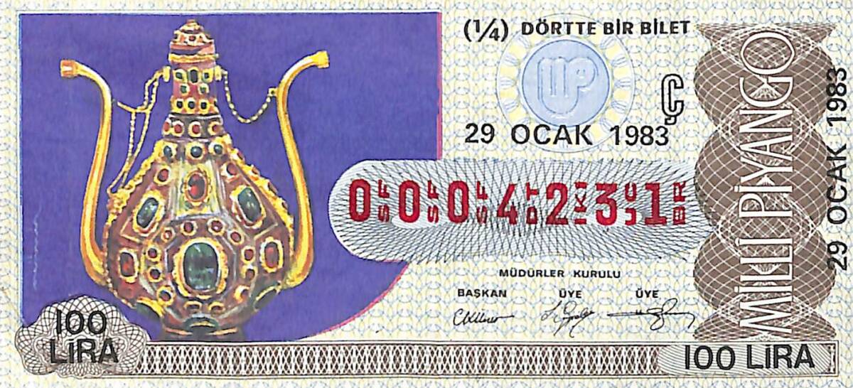 29 Ocak 1983 Piyango Bileti Çeyrek Bilet PYB6492 - 1