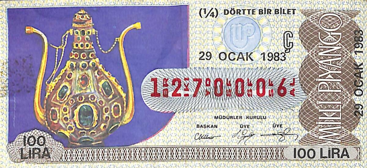 29 Ocak 1983 Piyango Bileti Çeyrek Bilet PYB6503 - 1