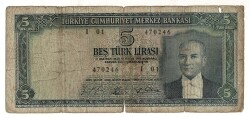 5.Emisyon 4. Tertip 5 Türk Lirası Haliyle TCK9360 - 1