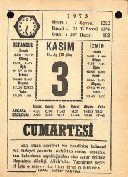 3 Kasım 1973 Takvim Yaprağı - Doğum Günü Hediyesi EFM(N)10706 - 4