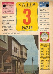 3 Kasım 1974 Takvim Yaprağı - Doğum Günü Hediyesi EFM(N)10676 - 2