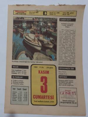 3 Kasım 1984 Takvim Yaprağı - Doğum Günü Hediyesi EFM(N)7008 - 1