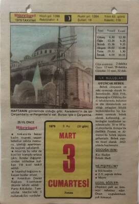 3 Mart 1979 Takvim Yaprağı - Doğum Günü Hediyesi EFM(N)7856 - 2