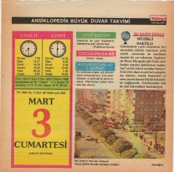 3 Mart 1984 Takvim Yaprağı EFM(N)5789 - 3