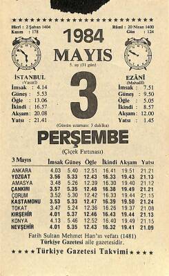 3 Mayıs 1984 Takvim Yaprağı - Doğum Günü Hediyesi EFM(N)11162 - 1