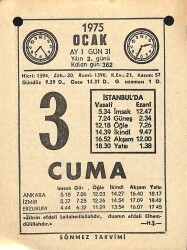 3 Ocak 1975 Takvim Yaprağı - Doğum Günü Hediyesi EFM(N)10842 - 4