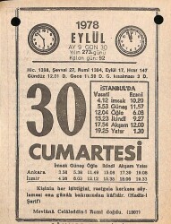 30 Eylül 1978 Takvim Yaprağı - Doğum Günü Hediyesi EFM(N)9779 - 1