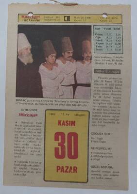 30 Kasım 1980 Takvim Yaprağı - Doğum Günü Hediyesi EFM(N)7216 - 1