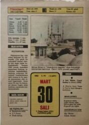 30 Mart 1982 Takvim Yaprağı - Doğum Günü Hediyesi EFM(N)7913 - 2