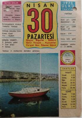 30 Nisan 1973 Takvim Yaprağı - Doğum Günü Hediyesi EFM(N)8335 - 2