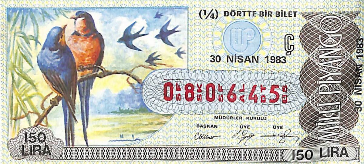 30 Nisan 1983 Piyango Bileti Çeyrek Bilet PYB6464 - 1