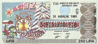 31 Aralık 1981 Piyango Bileti Çeyrek Bilet PYB6337 - 1