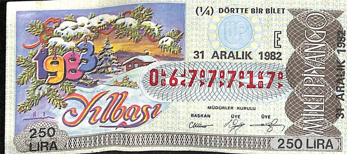 31 Aralık 1982 Piyango Bileti Çeyrek Bilet PYB6472 - 1