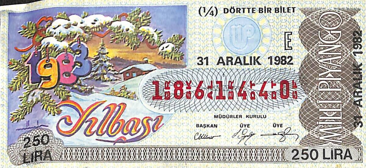 31 Aralık 1982 Piyango Bileti Çeyrek Bilet PYB6475 - 1