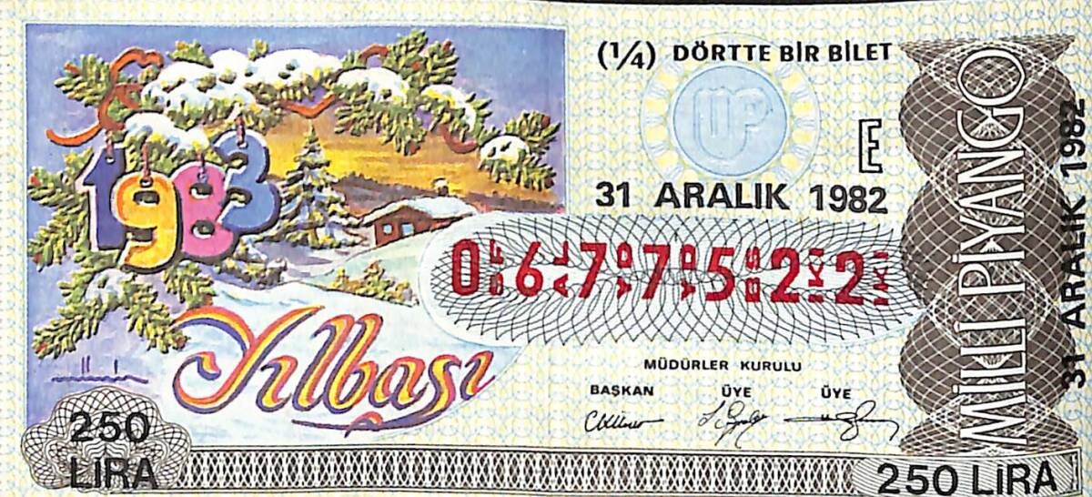 31 Aralık 1982 Piyango Bileti Çeyrek Bilet PYB6478 - 1