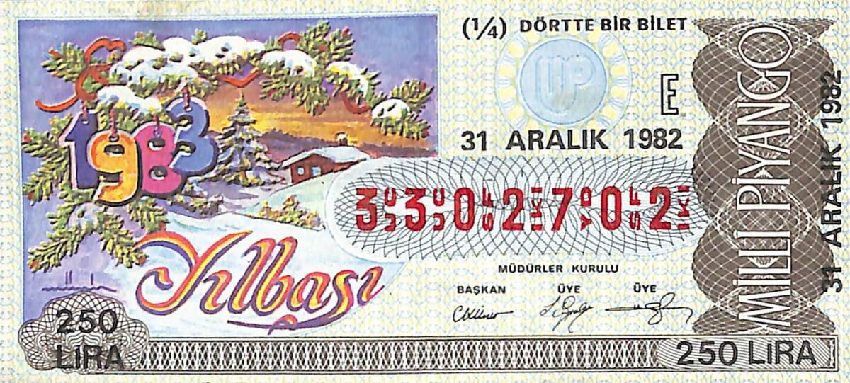 31 Aralık 1982 Piyango Bileti Çeyrek Bilet PYB6489 - 1