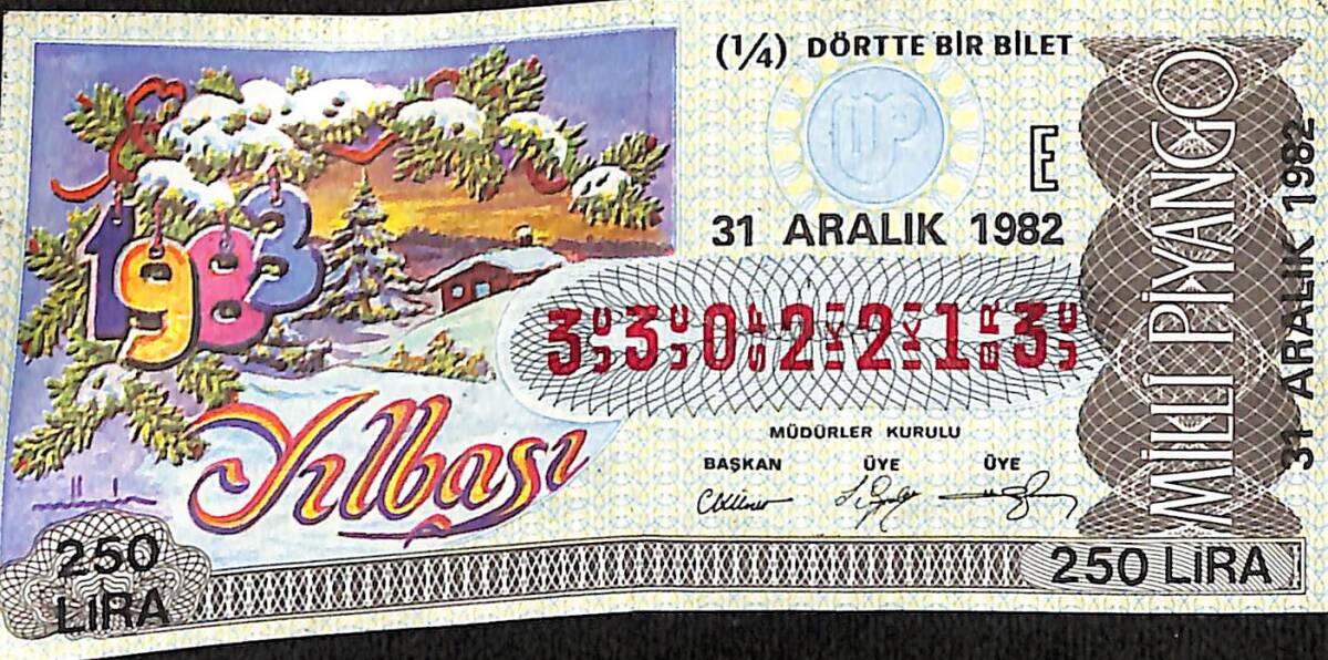 31 Aralık 1982 Piyango Bileti Çeyrek Bilet PYB6500 - 1