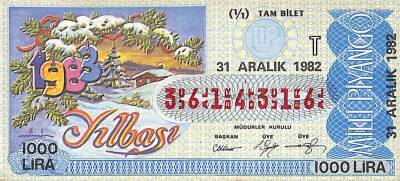 31 Aralık 1982 Piyango Bileti Tam Bilet PYB6375 - 1