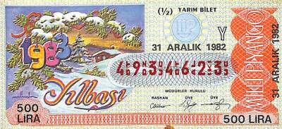 31 Aralık 1982 Piyango Bileti Yarım Bilet PYB6377 - 1